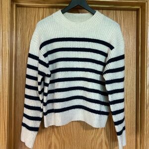 Navy Blue & White Striped Sweater - H&M - Size M